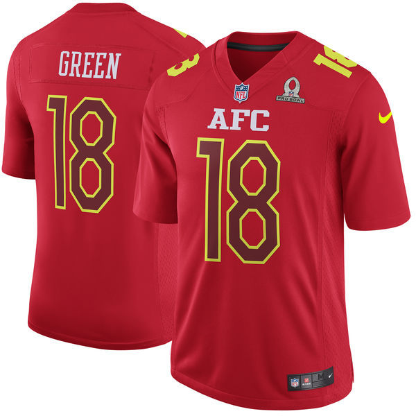 Men AFC Cincinnati Bengals #18 A.J. Green Nike Red 2017 Pro Bowl Game Jersey->->NFL Jersey